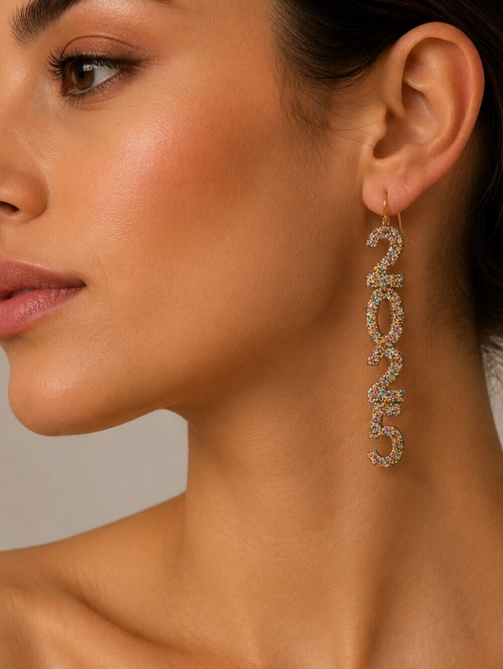 CATO Multicolor Glitter 2025 Drop Earrings